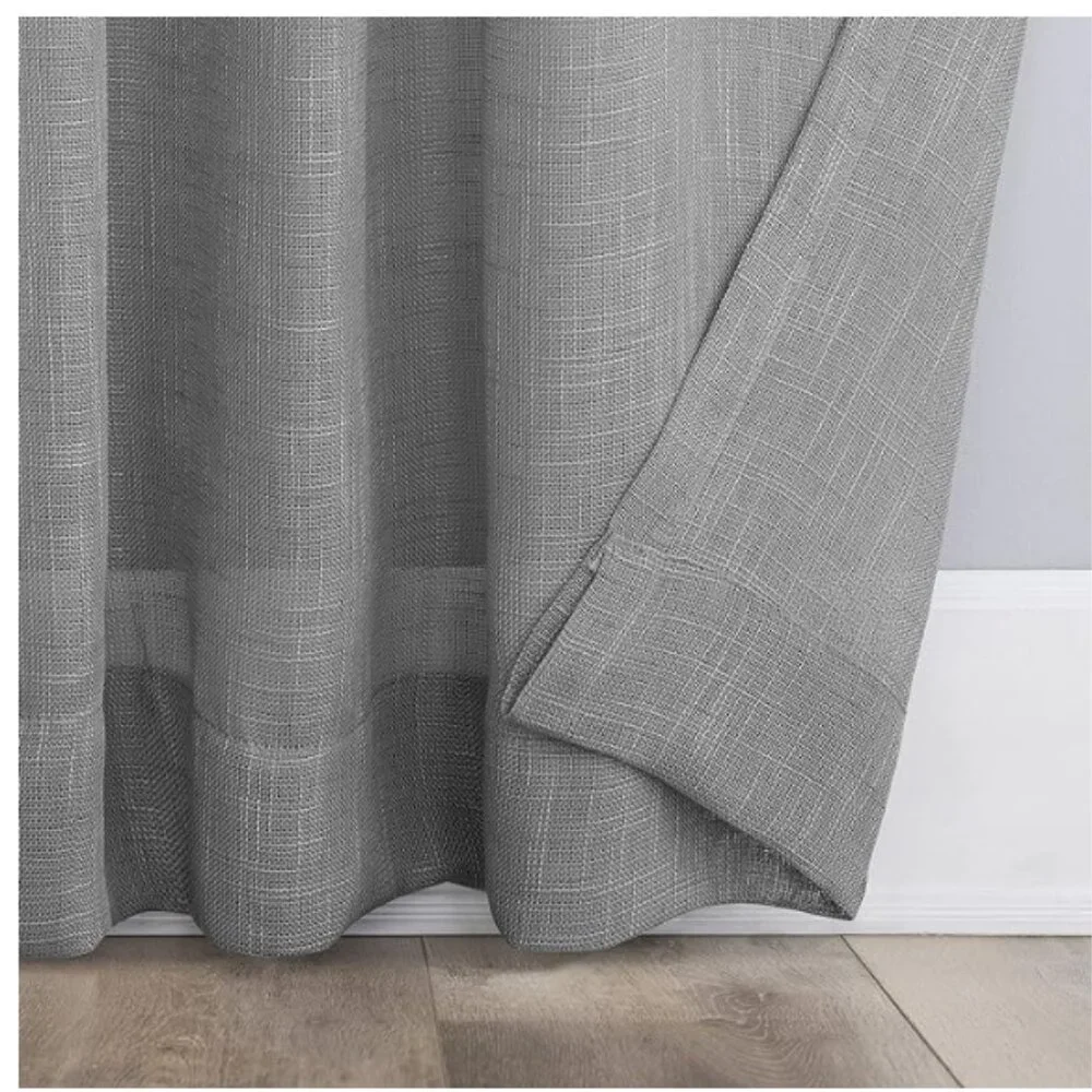 No. 918 Ceri Linen Jute Tabs Semi-Sheer Curtain Panels (2), 50